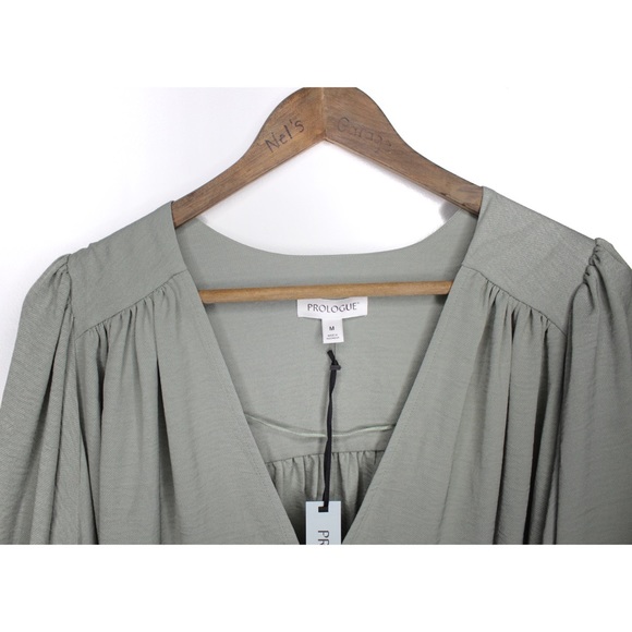 Prologue NWT Oversized Taupe Sage Green Long Sleeve Cuffed Dress Medium - Picture 2 of 9